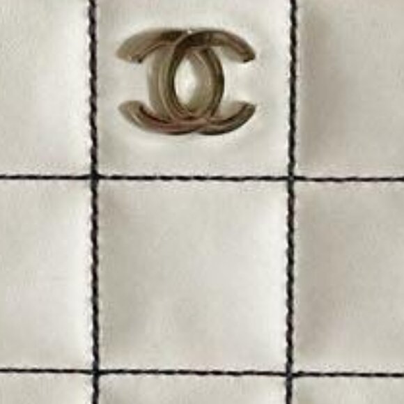 Authentic CHANEL CC Wild Stitch Chocolate Bar Chain Tote Shoulder Bag White Gold - Picture 8 of 15